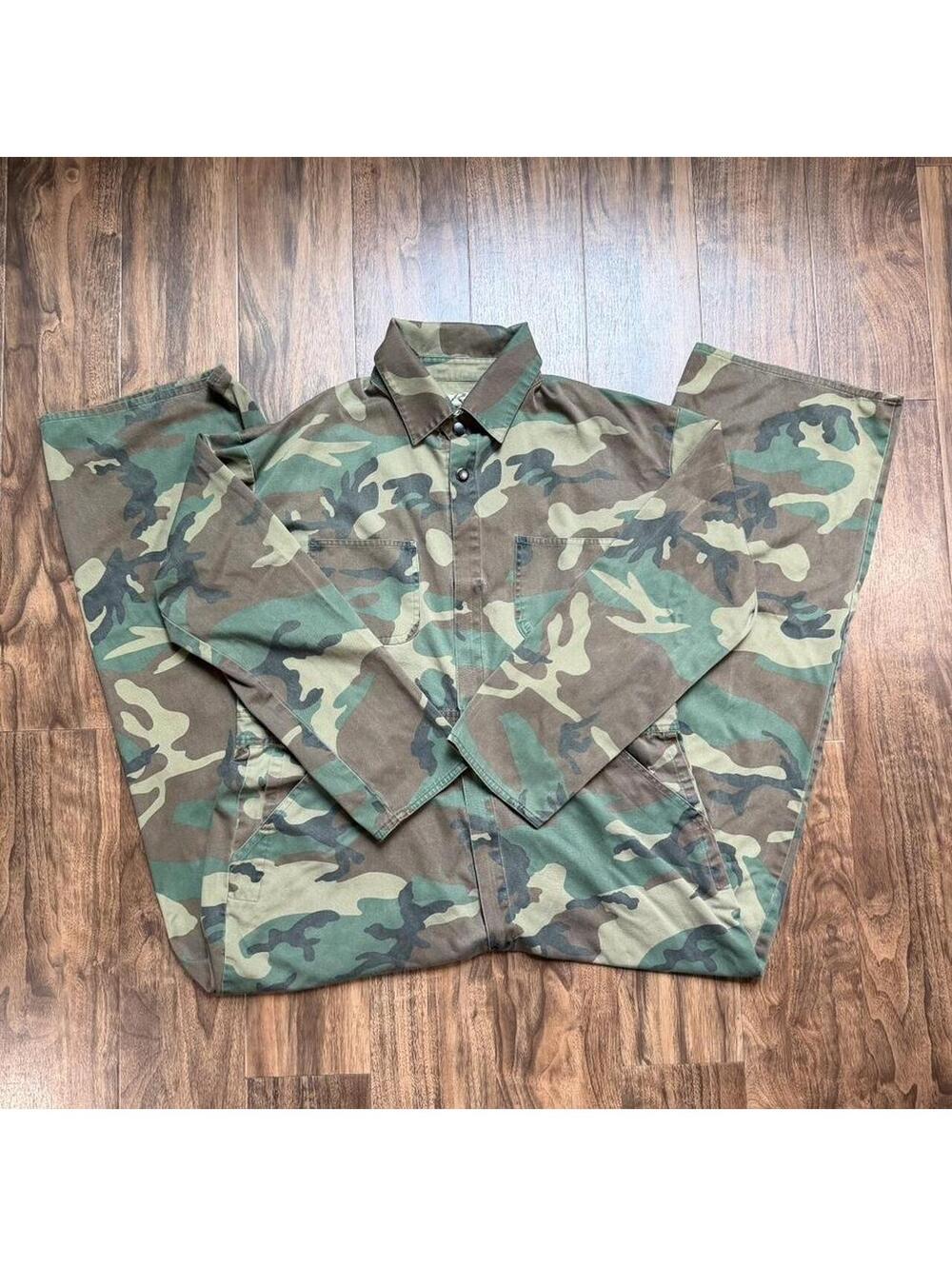 Vintage Rothco Woodland Camo Coveralls Jumpsuit Size XL